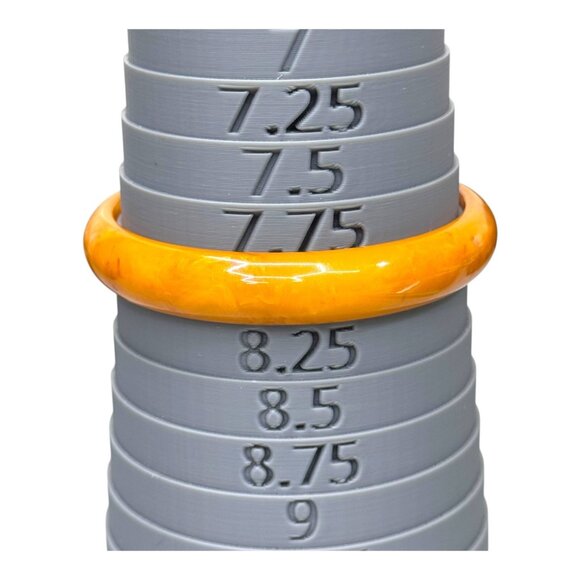 Vintage Marbled Bakelite Bangle Bracelet Size 8" Orange Yellow Boho Chic Retro - Picture 4 of 6